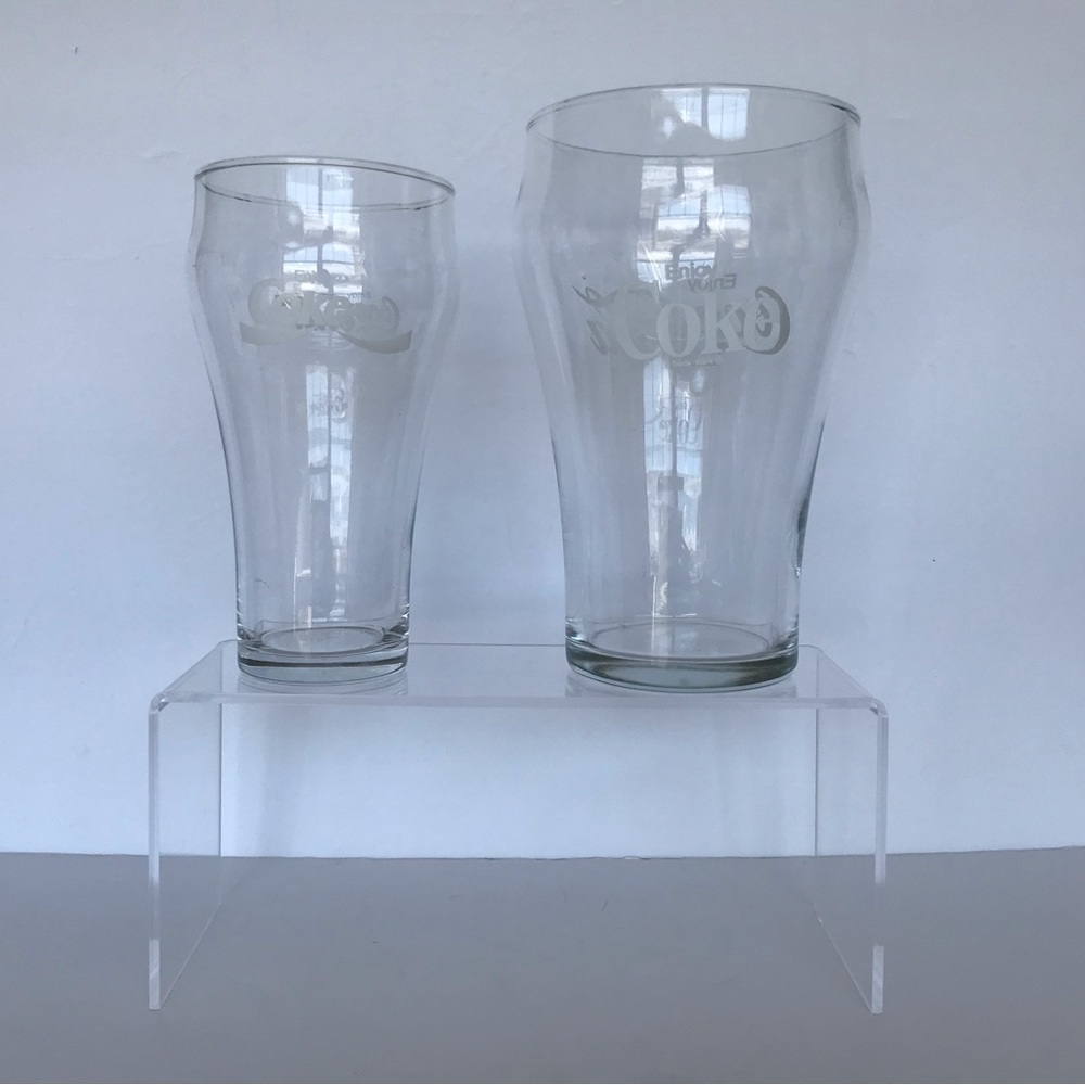 Vintage Enjoy Coca Cola Classic Bell Shaped His & Hers Drinking Glass Set of 2